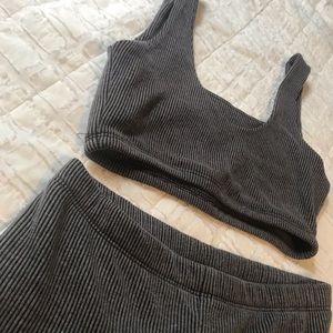 Gray biker short set